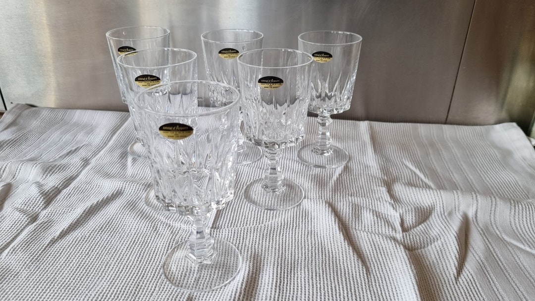 6 Wine Glasses in French Cristal Darques Etsy