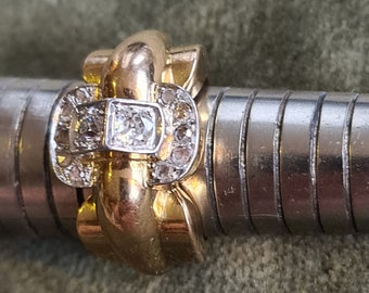 Old French diamond gold ring 18k gold ring 14g
