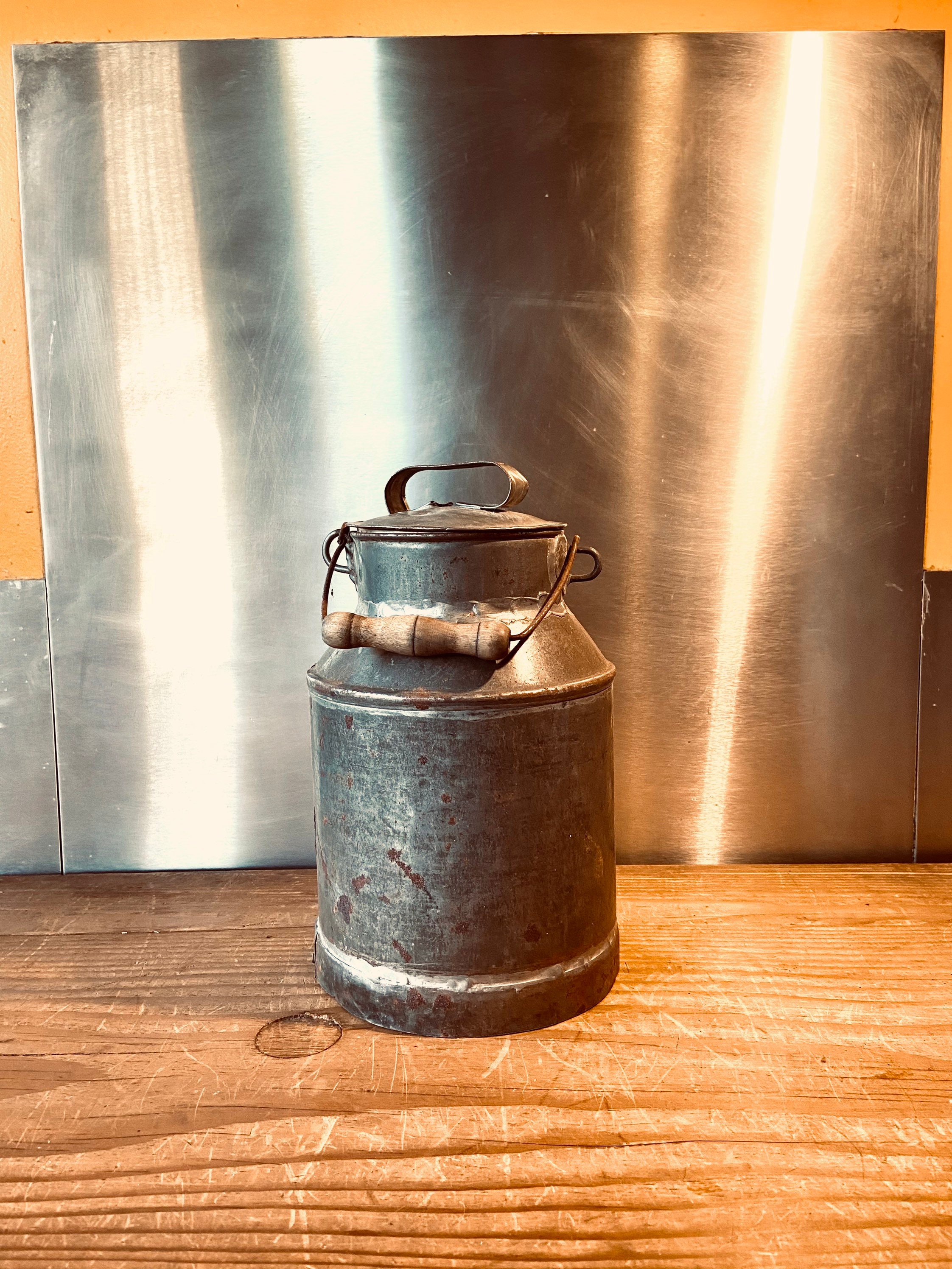 Véritable Pot à Lait Fermier en Zinc Français/Ancien Coup de Cœur La Boutique