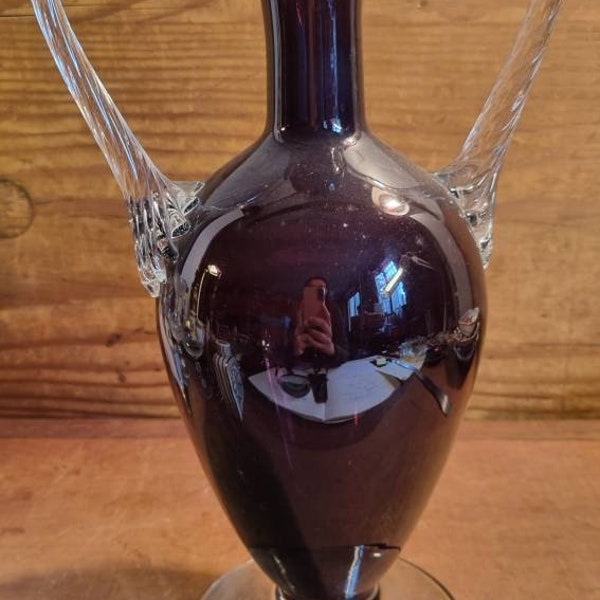 Un Vase en verre de Murano Venise Italie soufflé violet vers 1950