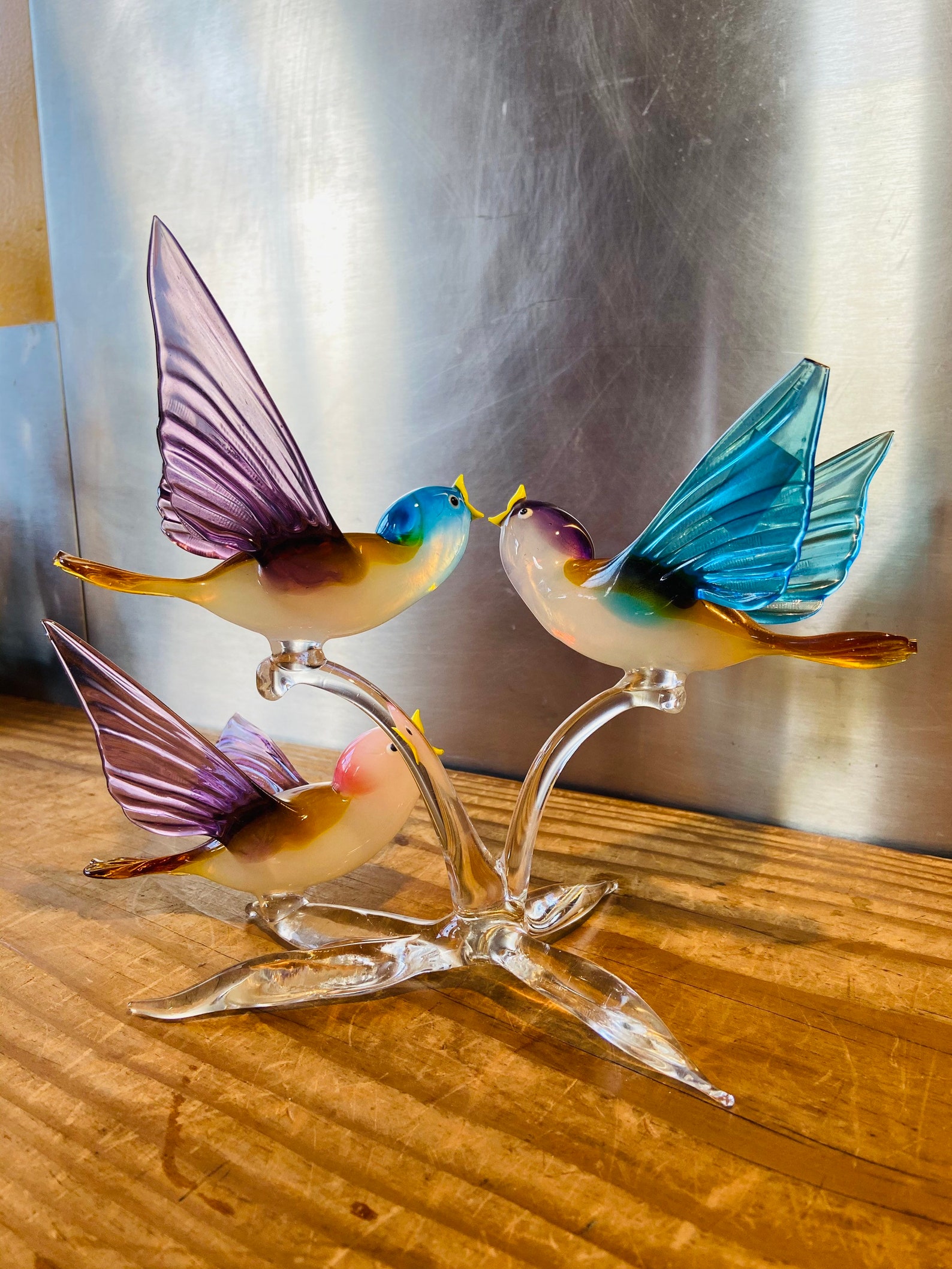 Flight of crystal birds by VESSIERE BACCARAT / artistic Etsy