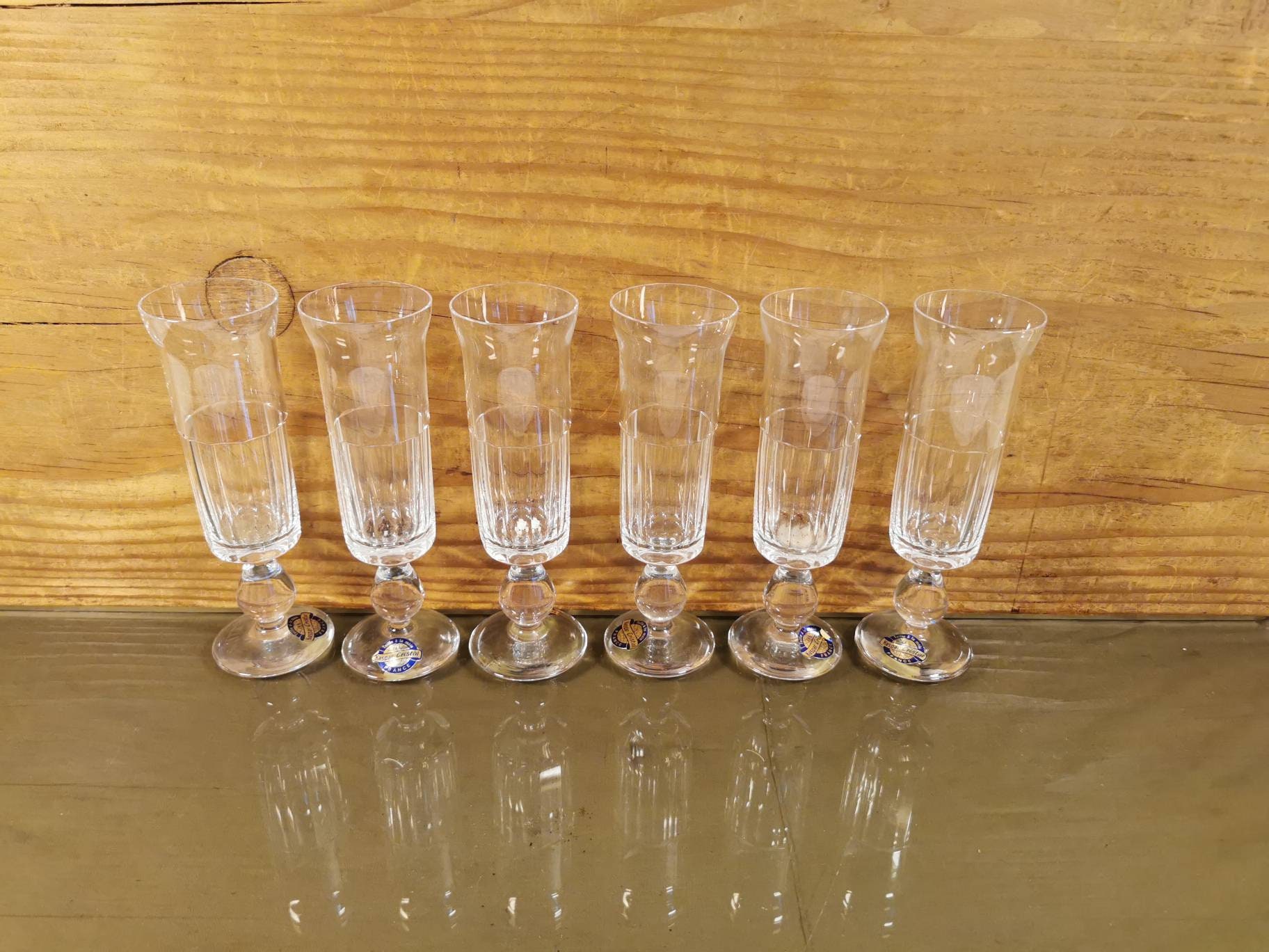 6 Verres Flûte à Champagne Kaspar Cristal Taillé La Main Modèles Windsor
