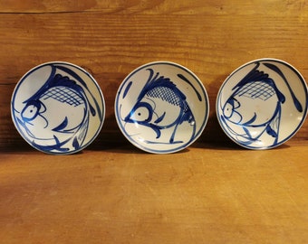 3 Plates fish decoration Vietnam 1930-50