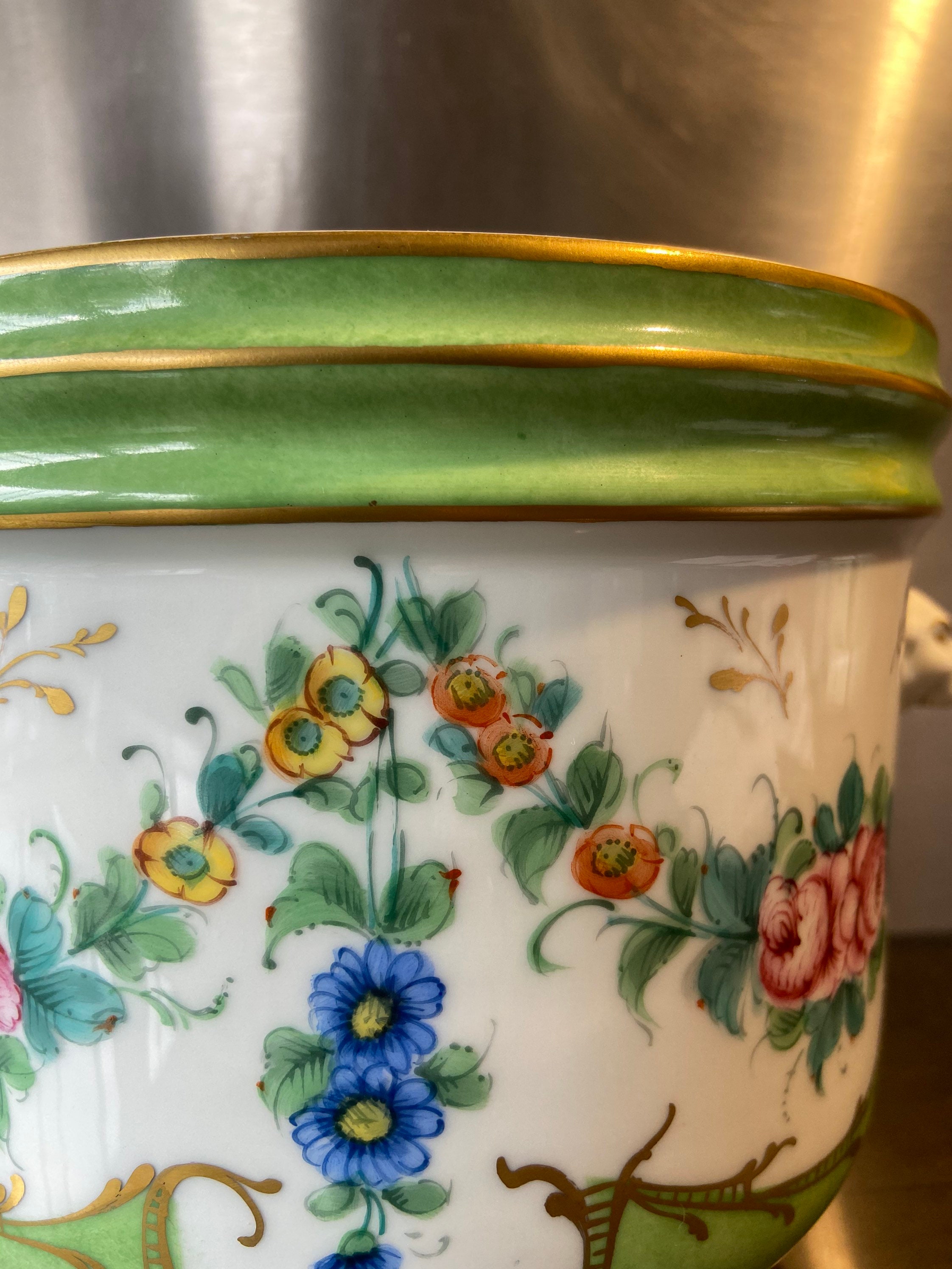 PORCELAINE DE PARIS cache pot ancien en porcelaine polychrome Etsy