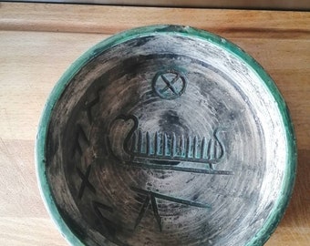Ceramic bowl Arol Norway Handmade Nordic boat viking Art year 1960