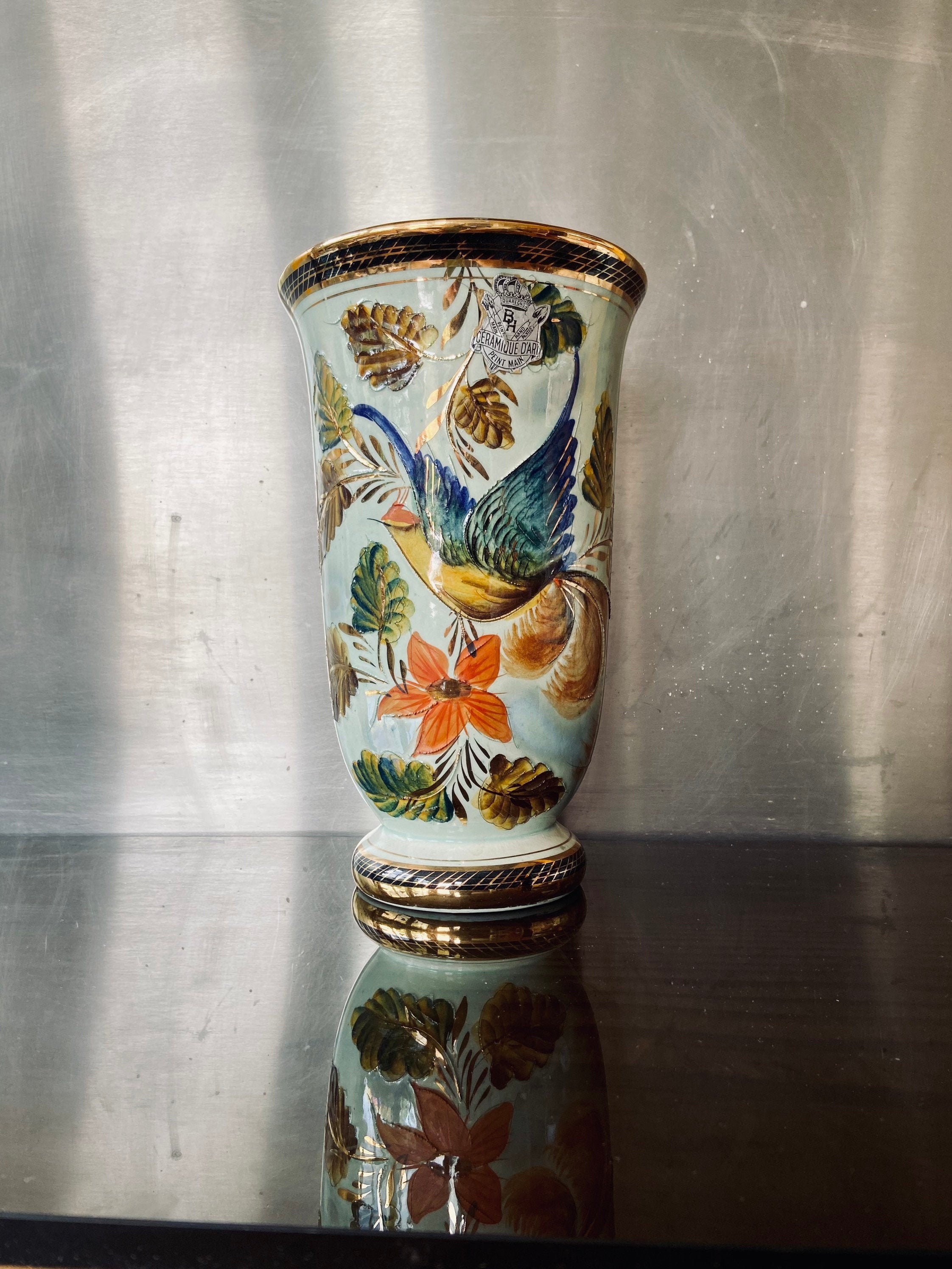 van Taalkunde afvoer Magnificent Vase H.béquet Quaregnon in Hand-painted Art - Etsy Norway