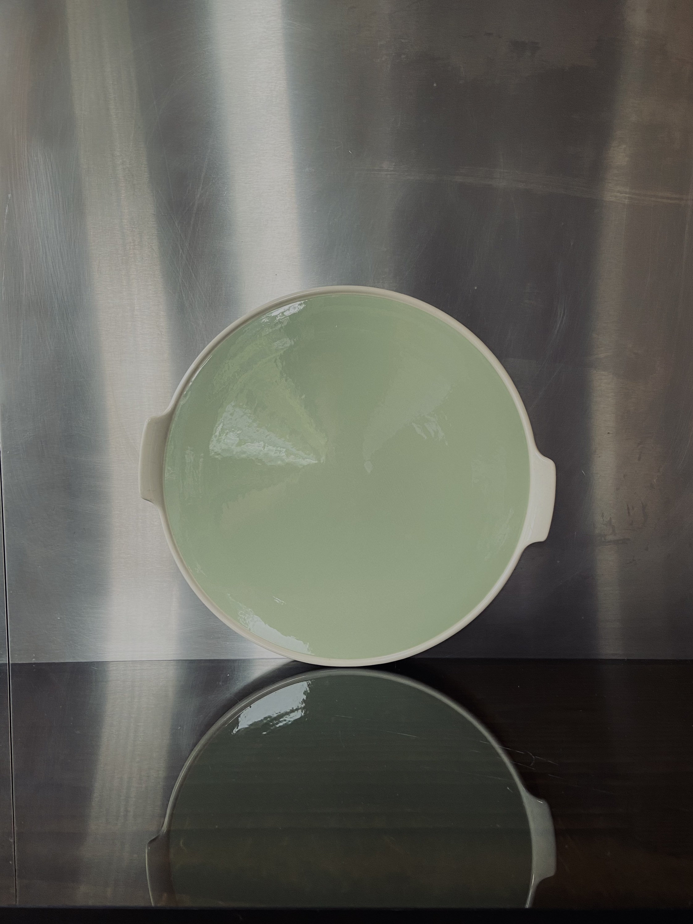 Très Joli Plat Francais ou Présentoir Gâteau Tarte Tartelettes Vert d'eau Signé Villeroy & Boch Lign