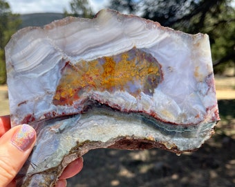 AAA Moroccan Scenic Agate Lapidary Slab natural stone not polished turbulent waters