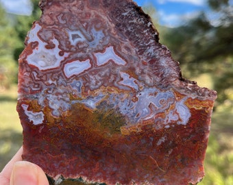 Moroccan Moss Agate Lapidary Slab natural stone not polished for cabbing