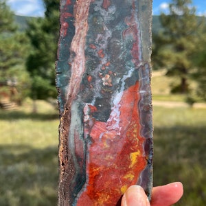 Moroccan Scenic Agate Lapidary Slab natural stone not polished for cabbing image 4