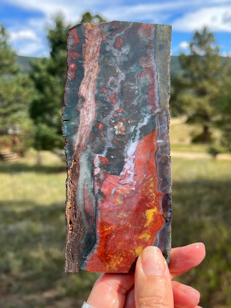 Moroccan Scenic Agate Lapidary Slab natural stone not polished for cabbing image 4