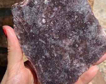Purple Lepidolite Mica Lapidary Slab natural stone not polished for cabbing