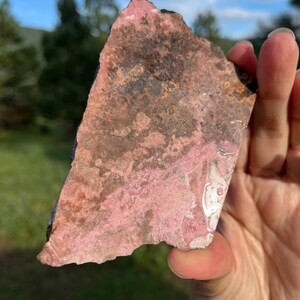 Rhodonite Lapidary Slab natural stone not polished for cabbing
