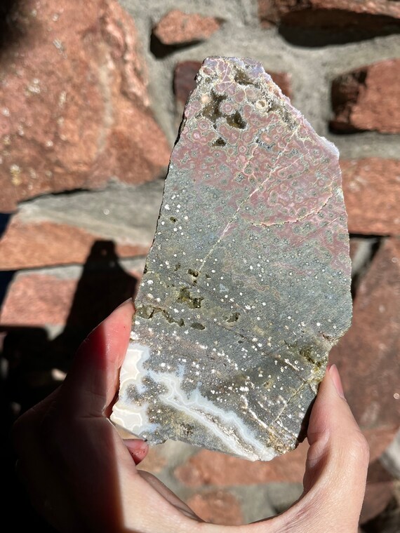 磨き石 天然石】オーシャンジャスパー 木製台座付き ストーン