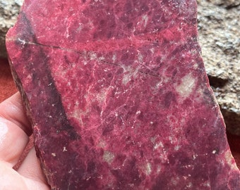 Thulite Lapidary Slab natural stone not polished for cabbing