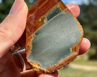 Polychrome Jasper slab lapidary natural stone not polished for cabbing