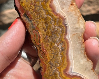 Texas Seam Agate Lapidary Slab natural stone not polished for cabbing