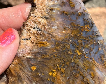 Sagenite Agate Lapidary Slab natural stone not polished for cabochons