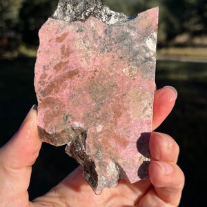Rhodonite Lapidary Slab natural stone not polished for cabbing