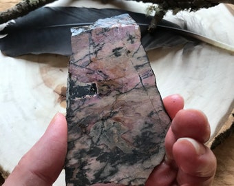 Rhodonite Lapidary Slab natural stone not polished for cabbing