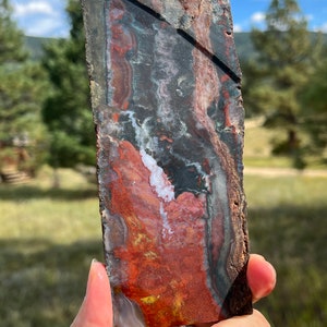 Moroccan Scenic Agate Lapidary Slab natural stone not polished for cabbing image 3