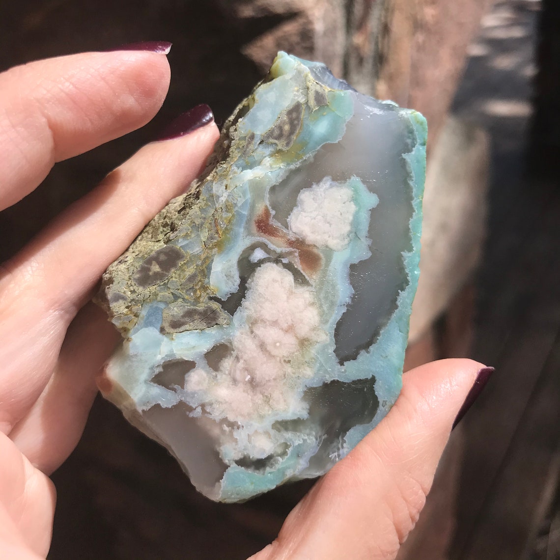 Green Flower Agate Slab Polished Gemstone Natural Etsy