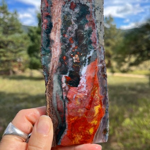 Moroccan Scenic Agate Lapidary Slab natural stone not polished for cabbing image 1