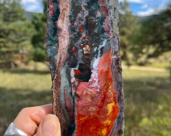 Moroccan Scenic Agate Lapidary Slab natural stone not polished for cabbing