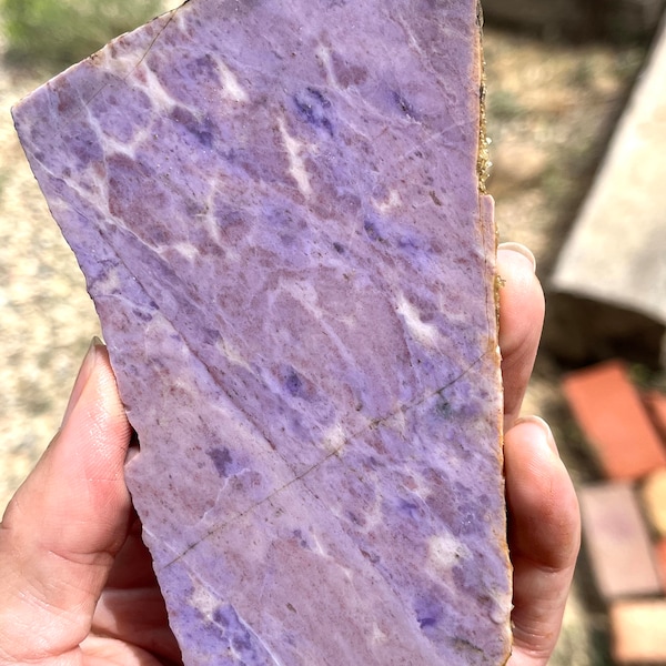 Lavender Turkish Jade Lapidary Slab natural stone not polished for cabbing