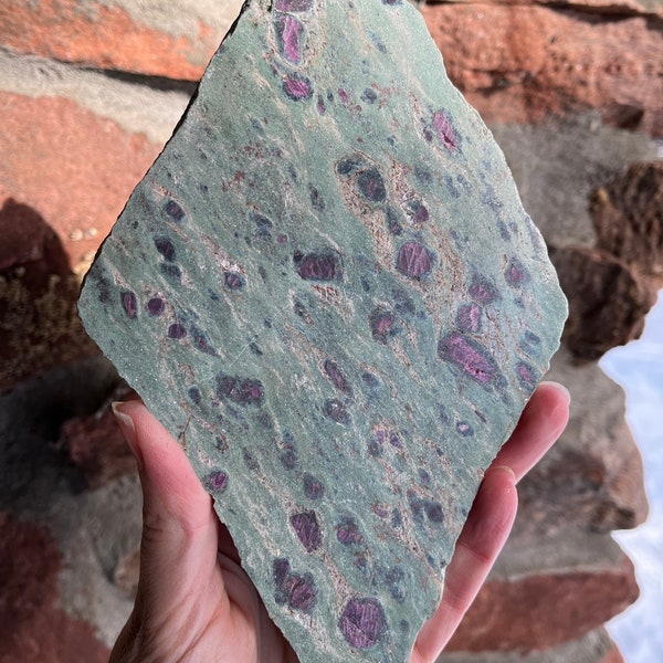 Ruby in Fuchsite Lapidary Slab natural stone polished for cabbing