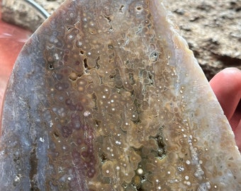 Polished Ocean Jasper slab Lapidary Supplies pink green orbicular