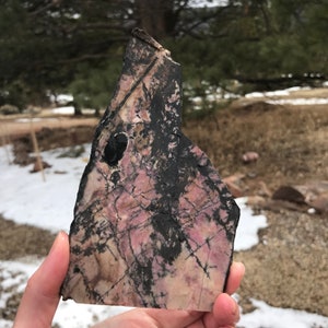Rhodonite Lapidary Slab natural stone not polished for cabbing