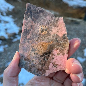 Rhodonite Lapidary Slab natural stone not polished for cabbing