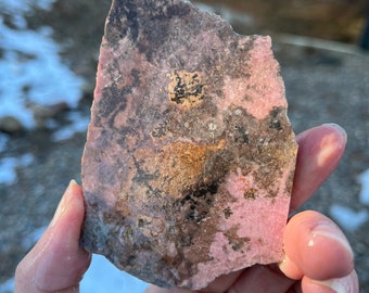Rhodonite Lapidary Slab natural stone not polished for cabbing