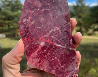 Thulite Lapidary Slab natural stone not polished for cabbing