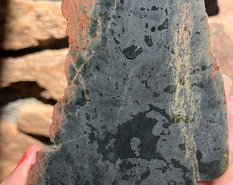 Black Jade Lapidary Slab natural stone not polished for cabbing