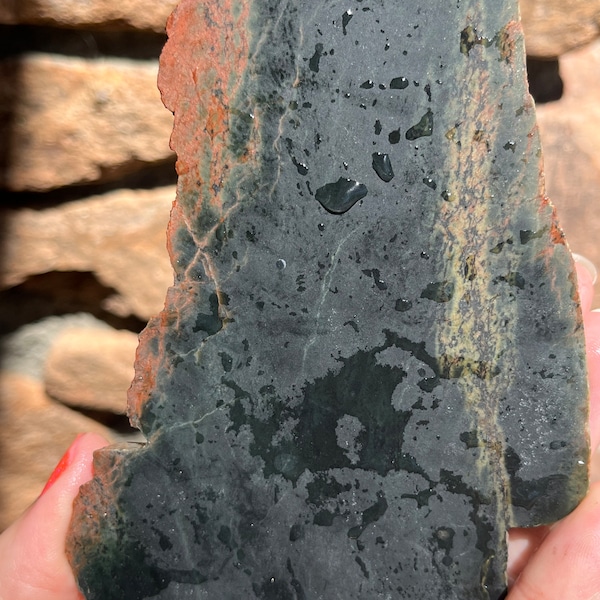 Black Jade Lapidary Slab natural stone not polished for cabbing