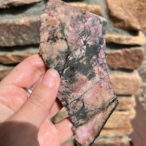 Rhodonite Lapidary Slab natural stone not polished for cabbing