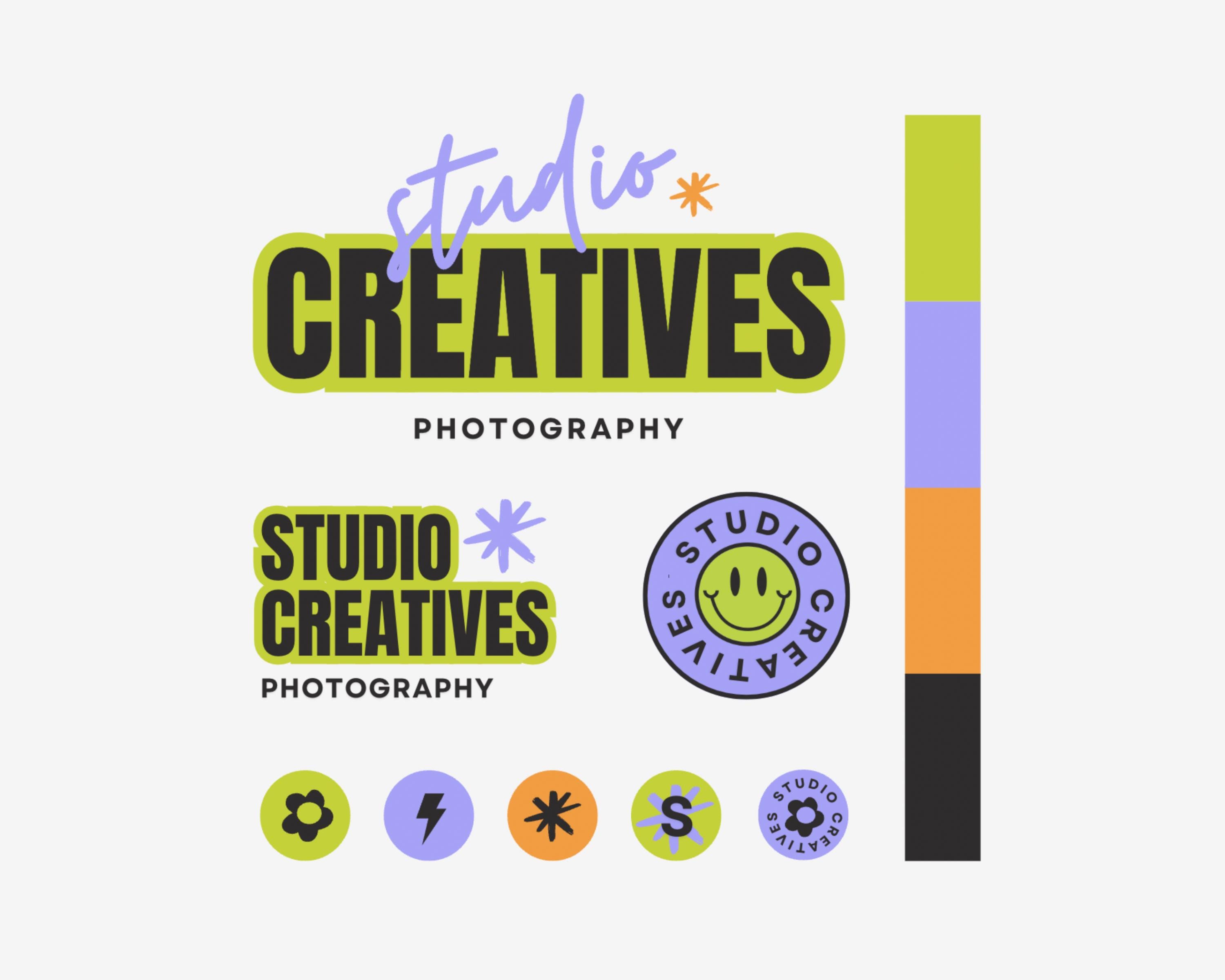 Editable Logo Design Template using Canva, DIY Custom Branding Kit, Retro Colorful Preppy Flower Stars Logo, Logo for Small Business, SC-LK