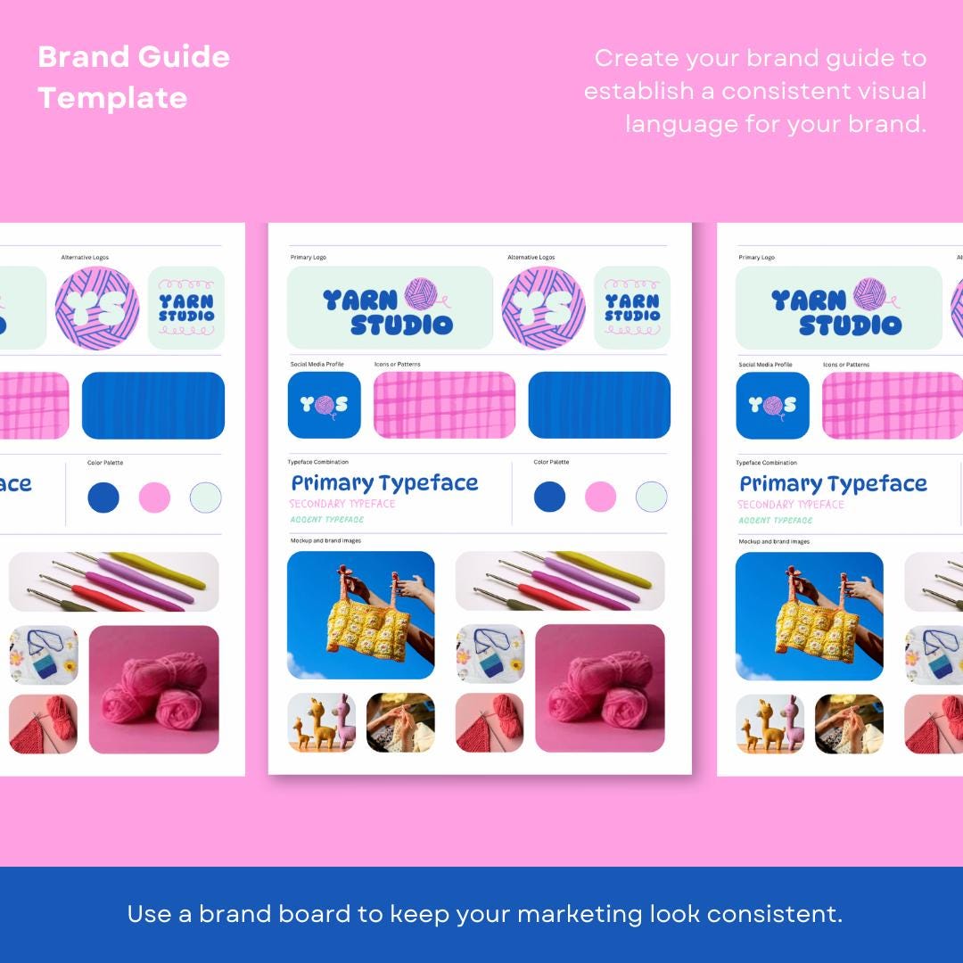Colorful Logo Editable Template in Canva, Fun Brand Design for Crochet ...