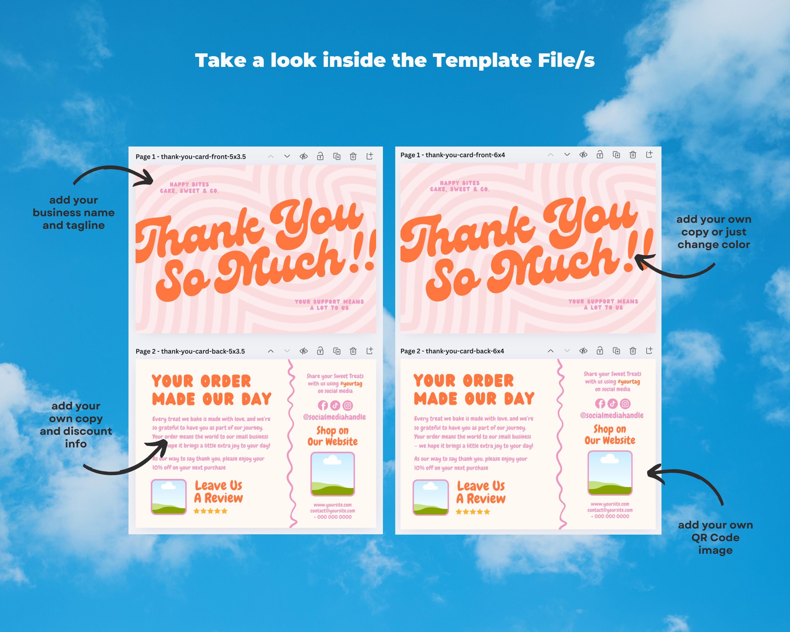 Editable Order Thank You Card Template Canva Template Small Business ...