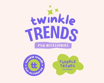 Colorful Logo Editable Template in Canva, Fun Brand Design for Small Business like Bakery, Accessory, Jewelry Store, Logo Maker, TT-logo-kit