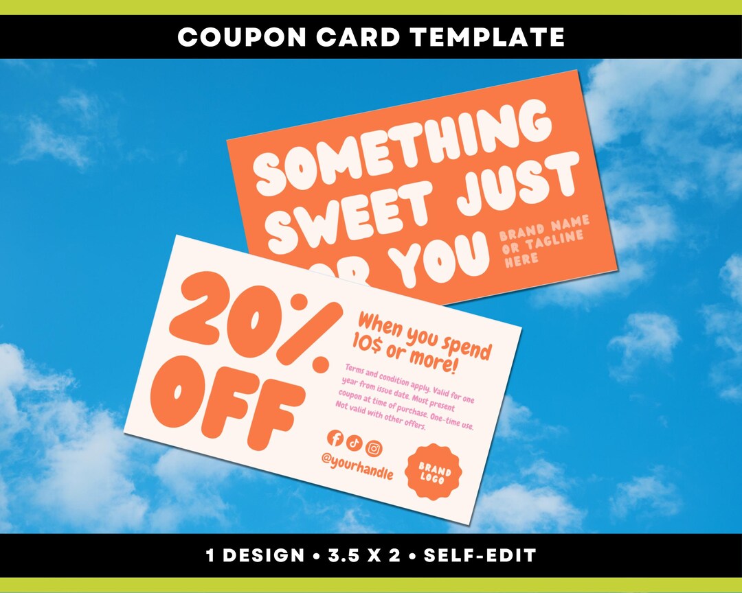 Editable Coupon Card Template for Small Business Canva Template ...
