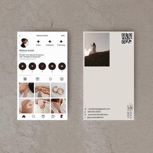 Jewelry Business Card Template, Instagram Style, Editable Design, QR Code, Modern Neutral Aesthetic, IG-15