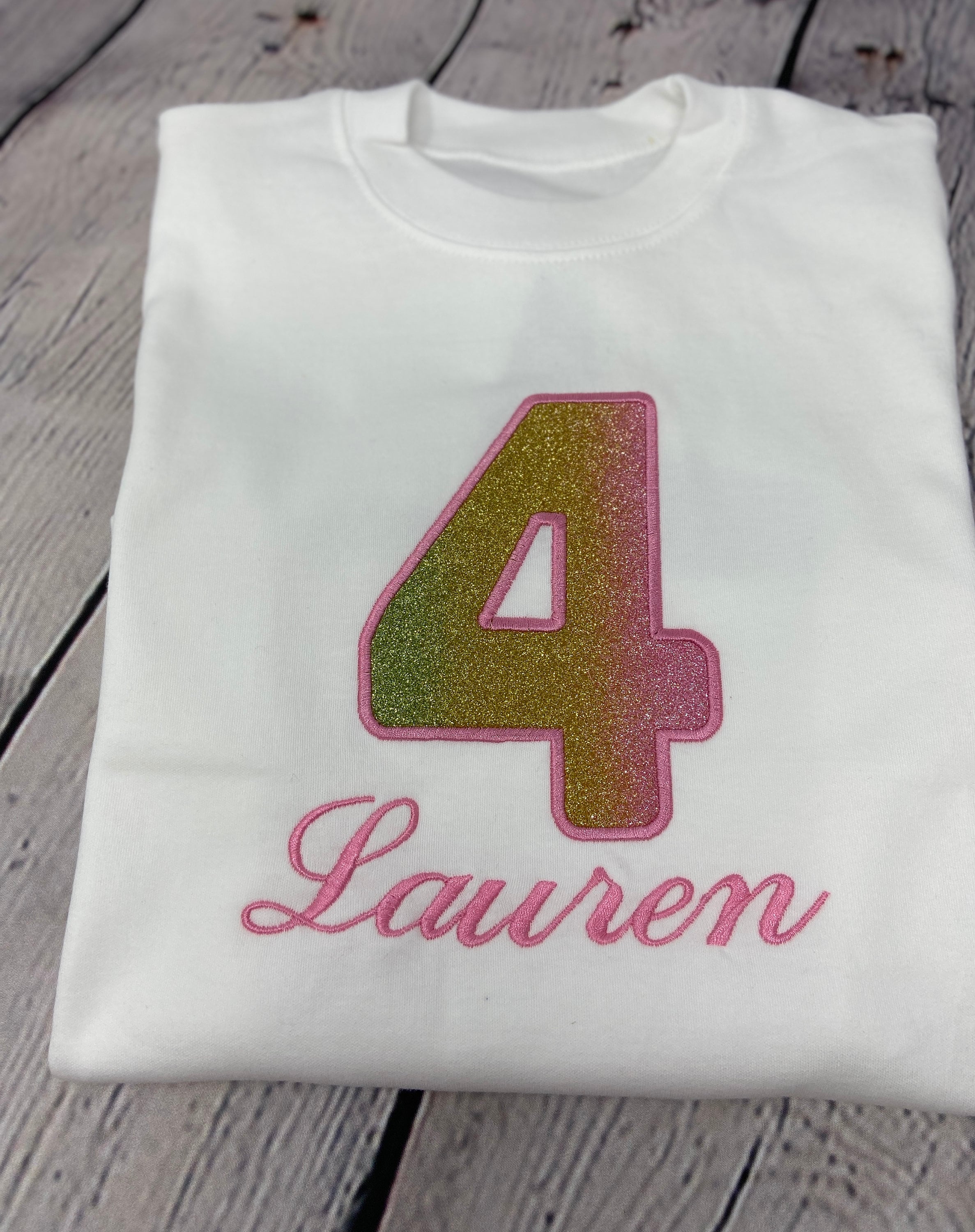 Children's Personalised Sparkly Number T Shirt Birthday | Etsy