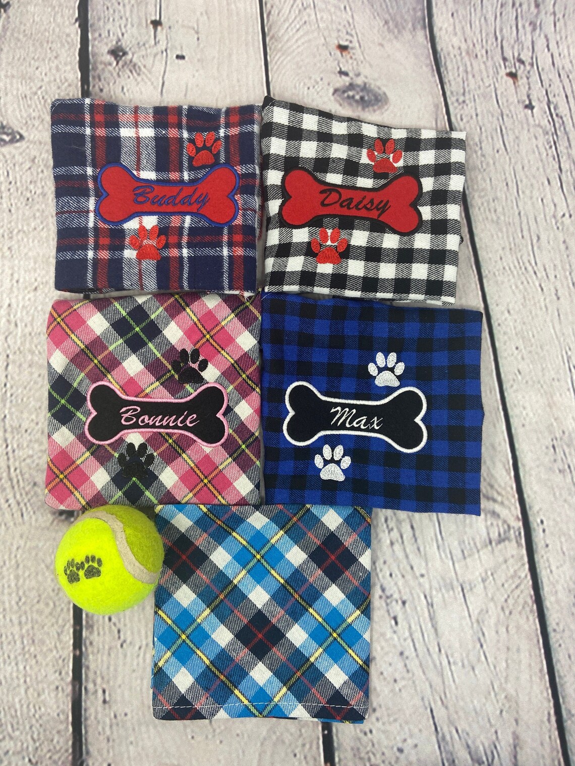 Dog Bandana Personalised with Embroidered Name Customised Dog Etsy