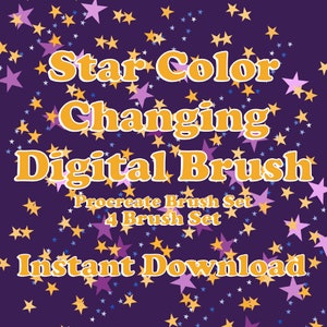 Star Brush Procreate digital Brush / Procreate Stamp 4 Brush Set Made for Procreate IPad Solid Color and Color Changing Starry Night Brushes