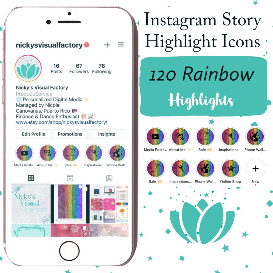 120 Rainbow Instagram Highlight Covers Icon 120 Insta - Etsy