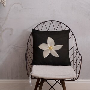 Aloha White Plumeria Flower Premium Pillow