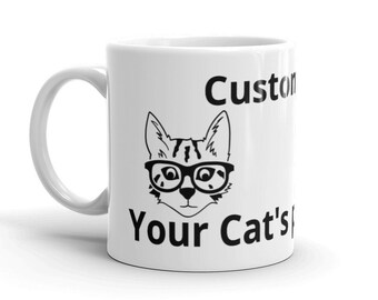 Customized Cat Mug with your Cat's photo on White glossy mug